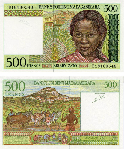 фото Мадагаскар 500 франков 1994 UNC 100 ариари (P75)