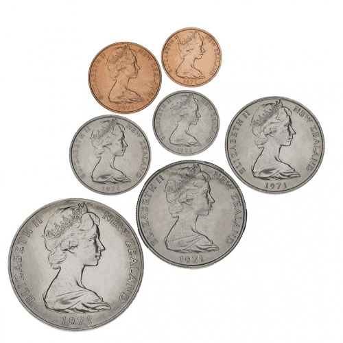 фото Новая Зеландия набор из 7 монет 1971 VF-AU 1, 2, 5, 10, 20, 50 центов, 1 доллар