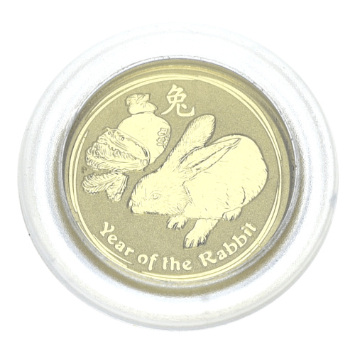 фото Австралия 5 долларов 2011 Золото UNC Восточный календарь - Год кролика (кота, зайца) (Au 9999, 1,555 грамм)