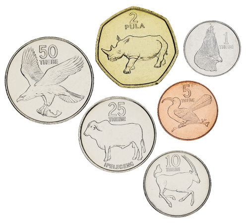 фото Ботсвана набор из 6 монет 1991-1994 UNC 1, 5, 10, 25, 50 тхебе, 2 пула