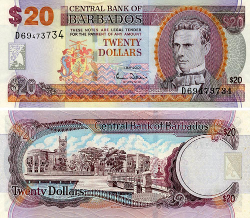 фото Барбадос 20 долларов 2007 UNC (P69a)
