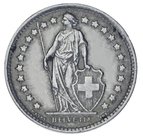 фото Швейцария 1/2 франка 1959 Серебро F-VF (Ag 835, 2,5 грамма)