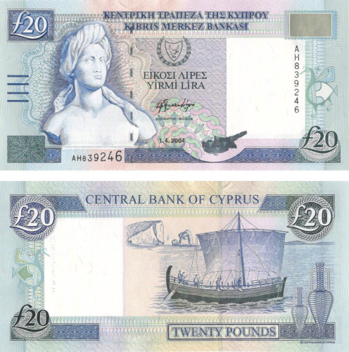 фото Кипр 20 фунтов 2004 UNC (P63c)
