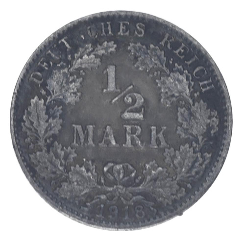 фото Германия 1/2 марки 1918 Серебро F-VF
