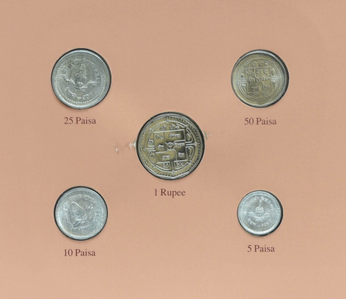 фото Непал Набор монет UNC 5, 10, 25, 50 пайса, 1 рупия и 1 марка в сувенирной упаковке