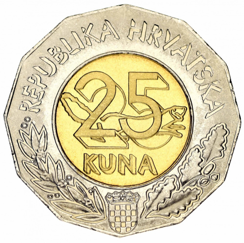 фото Хорватия 25 кун 2011 Биметалл AU-UNC Подписание договора о вступлении в Европейский союз