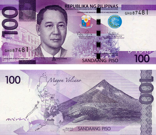фото Филиппины 100 песо 2015 UNC Префикс A (P208)
