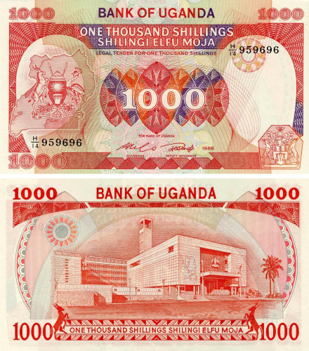 фото Уганда 1000 шиллингов 1986 UNC (P26)