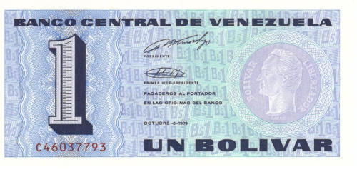 фото Венесуэла 1 боливар 1989 UNC (P68)