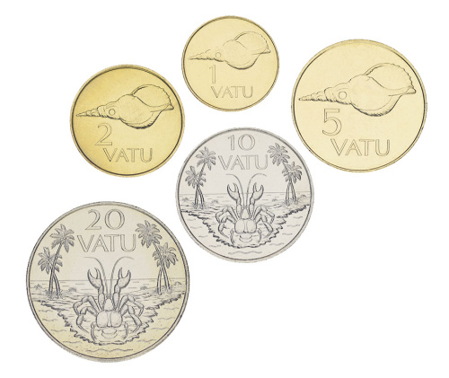 фото Вануату набор из 5 монет 1999-2009 UNC 1, 2, 5, 10, 20 вату