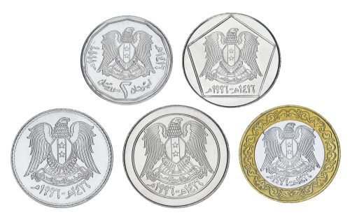 фото Сирия набор из 5 монет 1991-1996 UNC 1 лира, 2, 5, 10, 25 фунтов