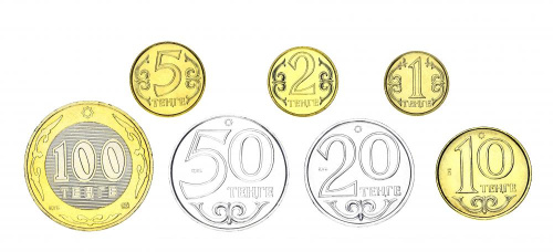 фото Казахстан набор из 7 монет 2002-2018 UNC 1, 2, 5, 10, 20, 50, 100 тенге