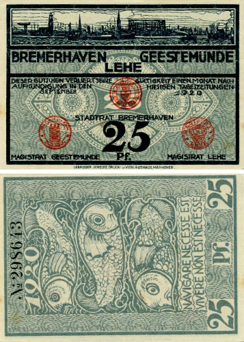 фото Германия нотгельд 25 пфеннигов 1920 F-VF Ганновер