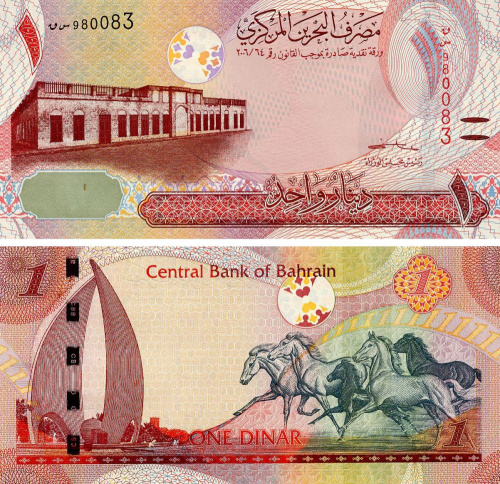 фото Бахрейн 1 динар 2023 UNC Кони Лошади (P31)