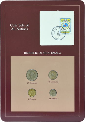 фото Гватемала Набор монет 1983-1985 UNC 1, 5, 10, 25 сентаво и 1 марка в сувенирной упаковке