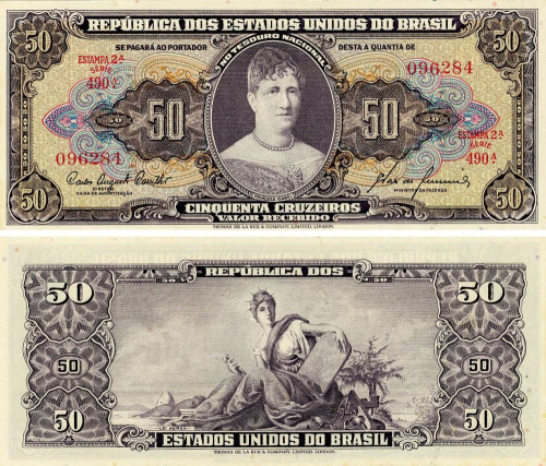 фото Бразилия 50 крузейро 1960-1961 AU-UNC (P161c)