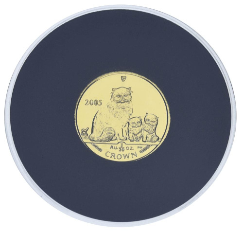 фото Остров Мэн 1 крона 2005 (2008) Золото Proof Кот (кошка) - Гималайская кошка (1/20 унции, 1,555 грамм)