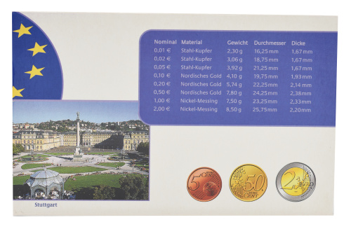 фото Германия набор из 8 монет евро 2003 UNC F 1, 2, 5, 10, 20, 50 евроцентов, 1, 2 евро в сувенирной упаковке