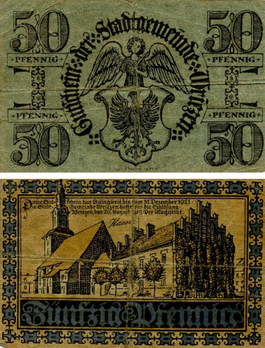 фото Германия Нотгельд  50 пфеннигов 1919  F-VF  Врицен