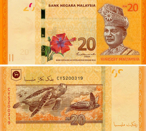 фото Малайзия 20 ринггит 2011 (2024) UNC Черепаха (P54c)