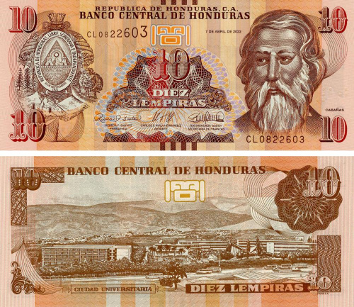 фото Гондурас 10 лемпир 2022 UNC (P99)