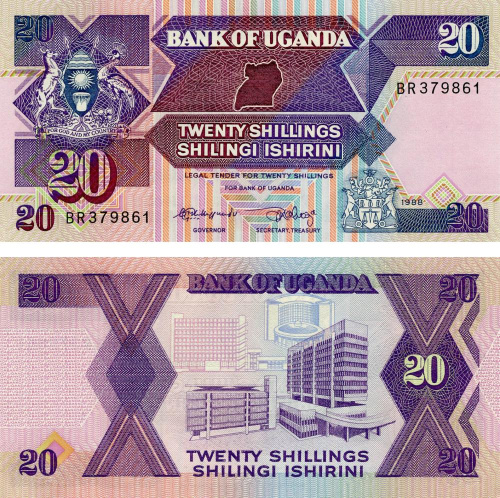 фото Уганда 20 шиллингов 1987-1988 UNC (P29)