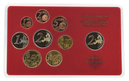 фото Германия набор из 9 монет евро 2009 UNC D 1, 2, 5, 10, 20, 50 евроцентов, 1, 2 евро, памятная 2 евро Блистер