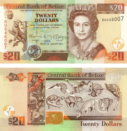 фото Белиз 20 долларов 2017 UNC (P69)
