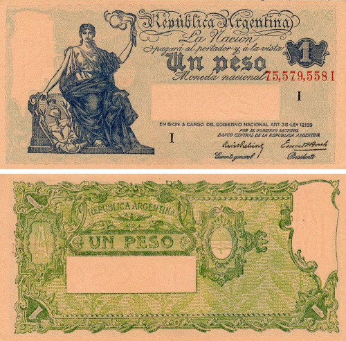 фото Аргентина 1 песо 1935 VF-AU (P251)