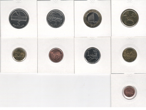фото Мозамбик набор из 9 монет 2006-2012 UNC 1, 5, 10, 20, 50 сентаво, 1, 2, 5, 10 метикал