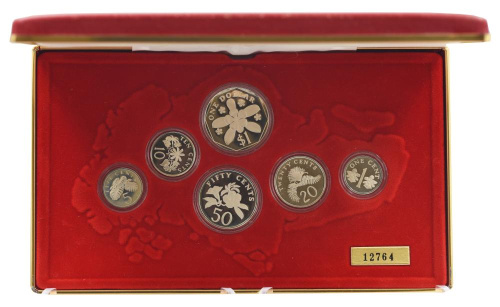 фото Сингапур набор из 6 монет 1986 Серебро Proof 1, 5, 10, 20, 50 центов, 1 доллар