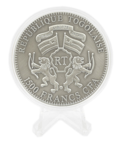 фото Того 1500 франков 2013 Серебро UNC Восточный календарь - Год змеи (Ag 999, две унции, 62,2 грамма)