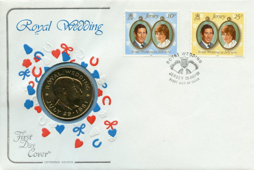 фото Гернси 2 фунта 1981 UNC Свадьба принца Чарльза и леди Дианы в сувенирной упаковке