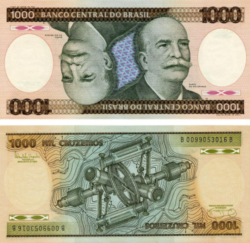 фото Бразилия 1000 крузейро 1981-1986 UNC (P201)