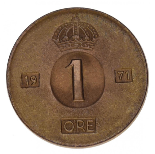 фото Швеция 1 эре 1971 AU-UNC (KM#820)