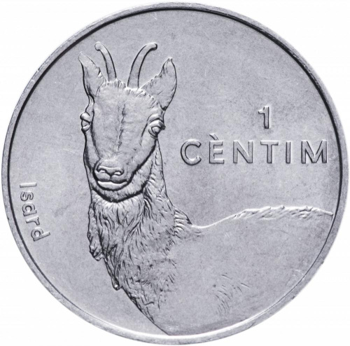 фото Андорра 1 сентим 2002 UNC (KM#177)