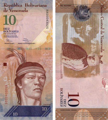 фото Венесуэла 10 боливар 2014 UNC Птица Сова (P90)