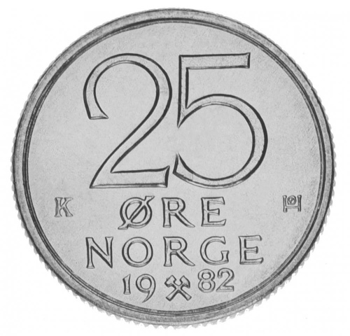 фото Норвегия 25 эре 1982 UNC