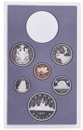 фото Канада набор из 6 монет 1987 Proof 1, 5, 10, 25, 50 центов, 1 доллар