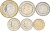 фото Турция набор из 6 монет 2012-2014 UNC 1, 5, 10, 25, 50 куруш, 1 лира