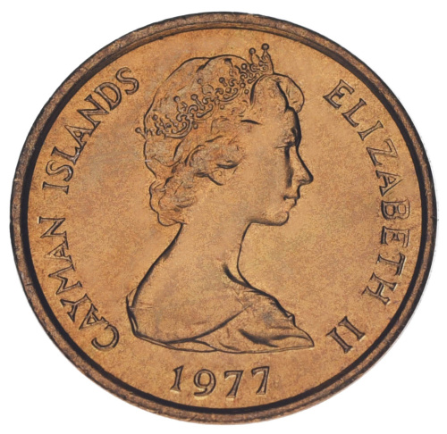 фото Каймановы острова 1 цент 1977 AU-UNC