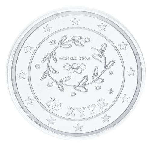фото Греция 10 евро 2004 Серебро Proof XXVIII летние олимпийские игры в г. Афины - Футбол