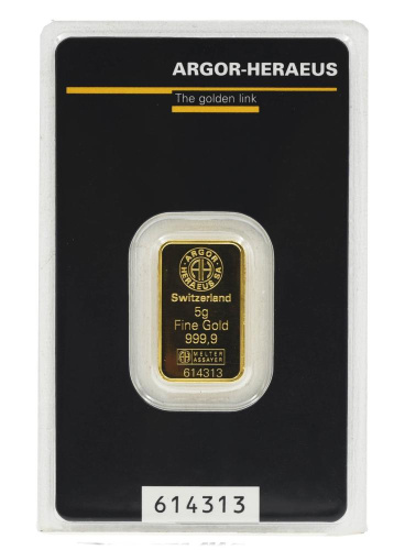изображение Инвестиционный золотой штампованный слиток Au 999,9 5 грамм Argor Heraeus (Швейцария) фото Инвестиционный золотой штампованный слиток Au 999,9 5 грамм Argor Heraeus (Швейцария)