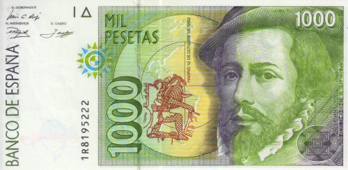 фото Испания 1000 песет 1992 UNC (P163)