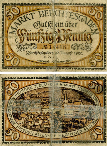 фото Германия Нотгельд  50 пфеннигов 1920 G-VG Берхтесгаден