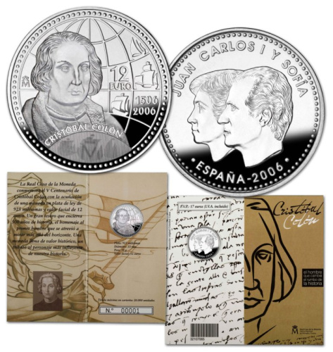 фото Испания 12 евро 2006 Серебро UNC Христофор Колумб (Ag 925, 18 грамм)