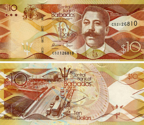 фото Барбадос 10 долларов 2018 UNC (P75с)