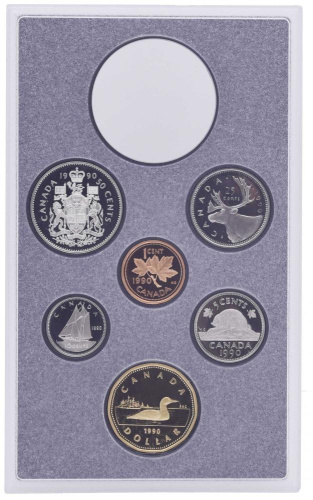 фото Канада набор из 6 монет 1990 Proof 1, 5, 10, 25, 50 центов, 1 доллар
