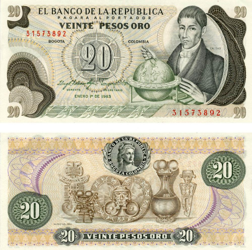 фото Колумбия 20 песо оро 1983 UNC (P409d)