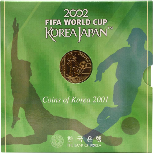 фото Южная Корея набор из 7 монет 2001 UNC Чемпионат мира по футболу в Японии и Корее 2002 года 1-1000 вон